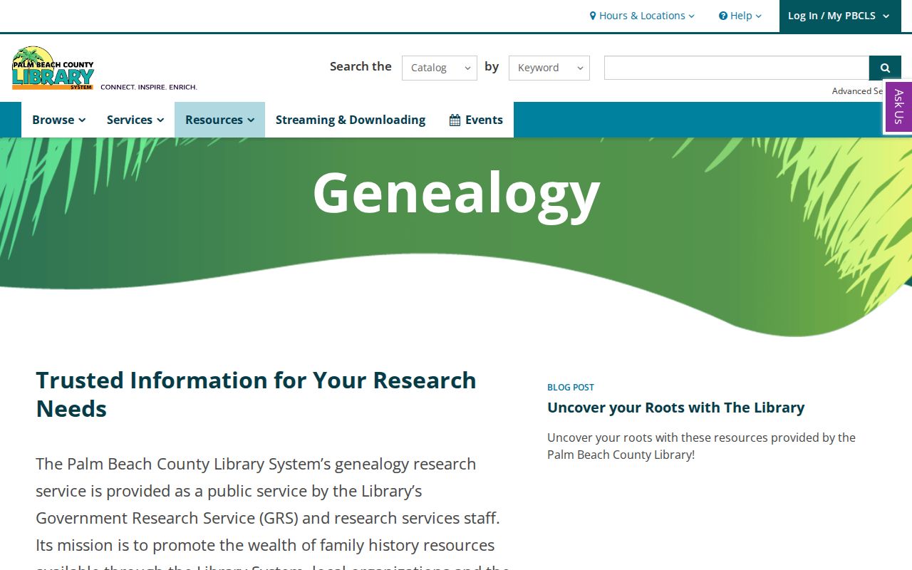 Royal Palm Beach city directory genealogy request page