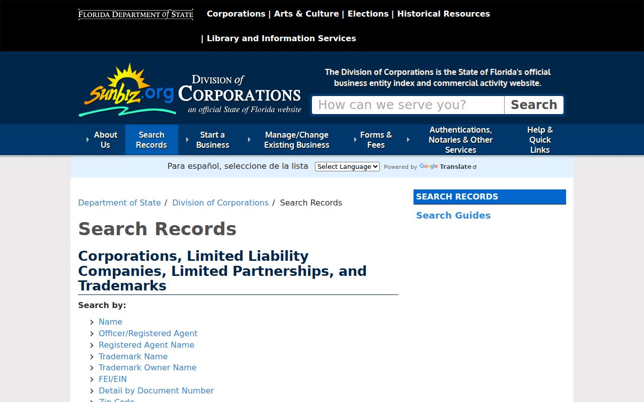 Royal Palm Beach resident lookup in Sunbiz records