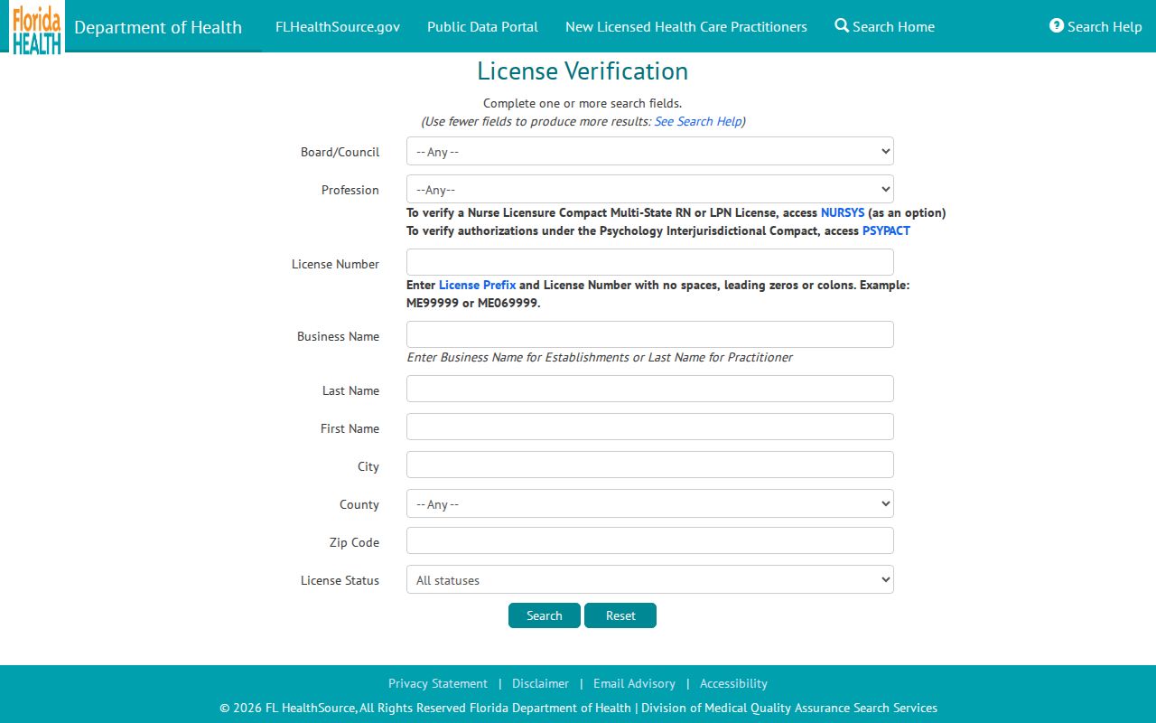 Royal Palm Beach resident lookup through health practitioner records