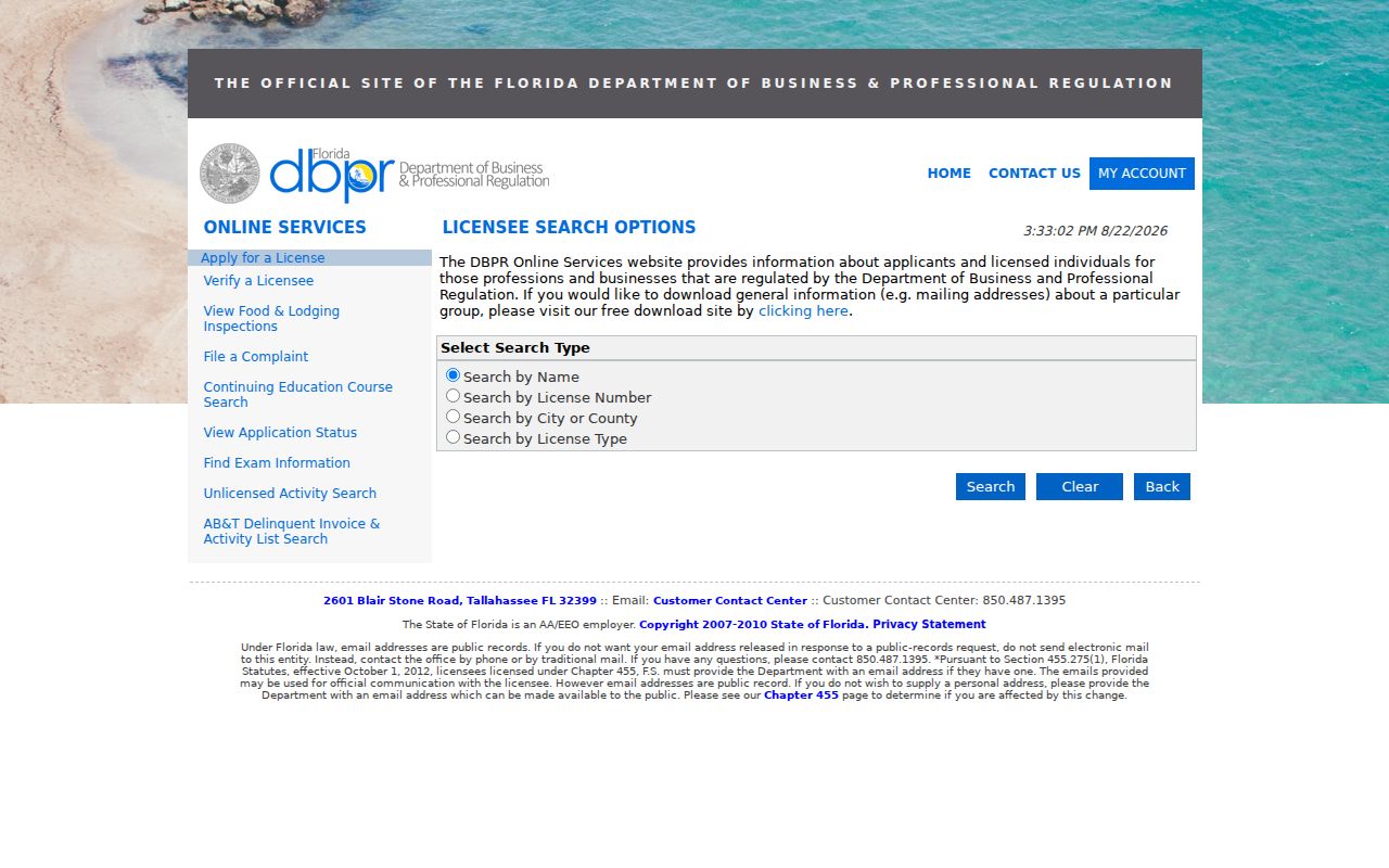 Royal Palm Beach resident lookup with DBPR license search
