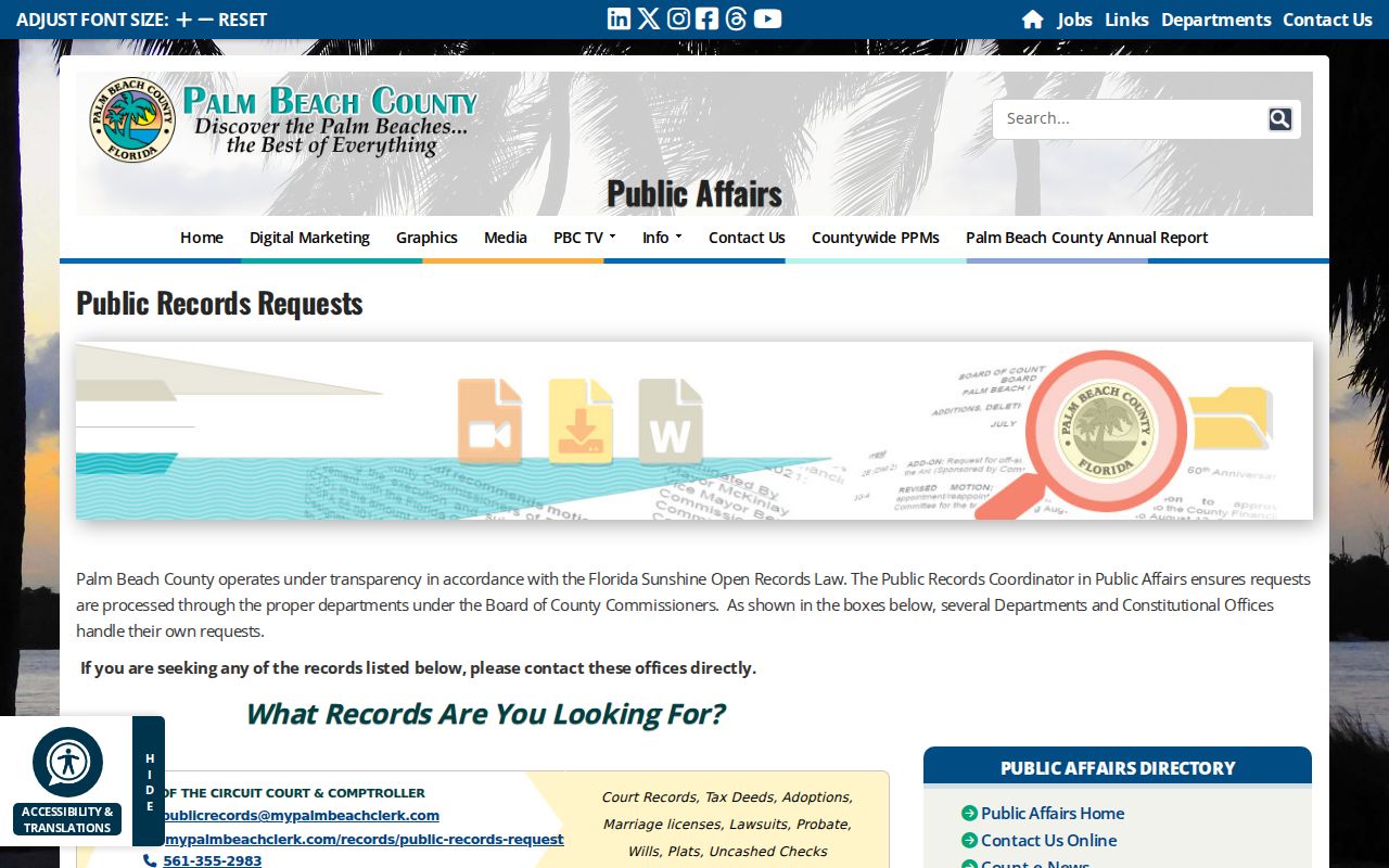 Royal Palm Beach ZIP code directory county records request